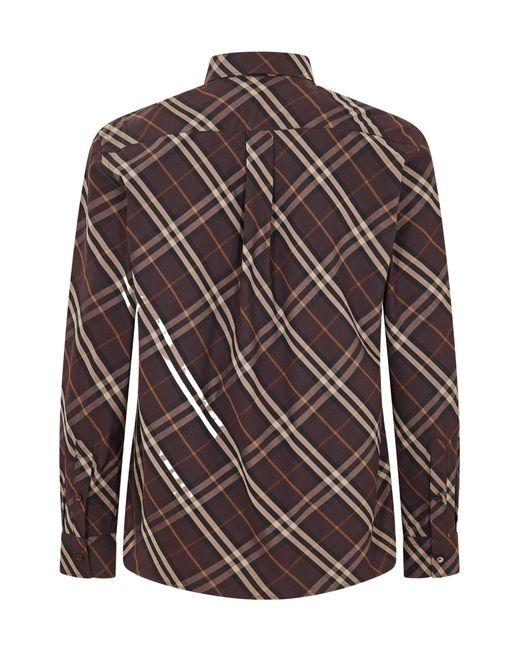 Burberry Brown Long Sleeve Patterned Shirt for men