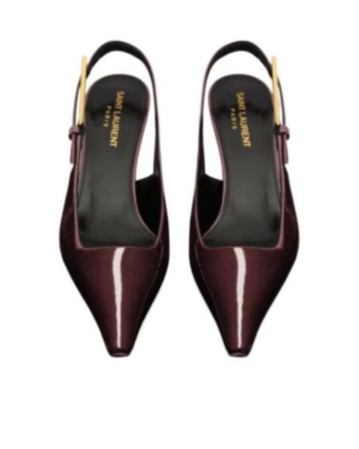 Saint Laurent Brown Lee Slingback Pointed Toe Pumps