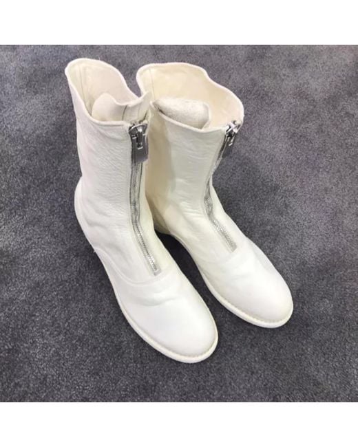 Guidi White 310 Front Zipper Boots