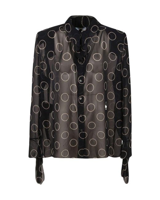 Prada Black Sheer Circle-Print Shirt