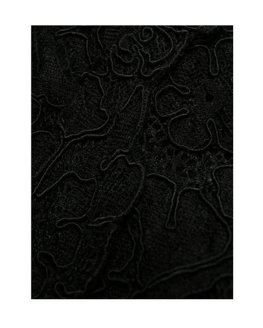 Ermanno Scervino Black Asymmetric Floral Lace Dress