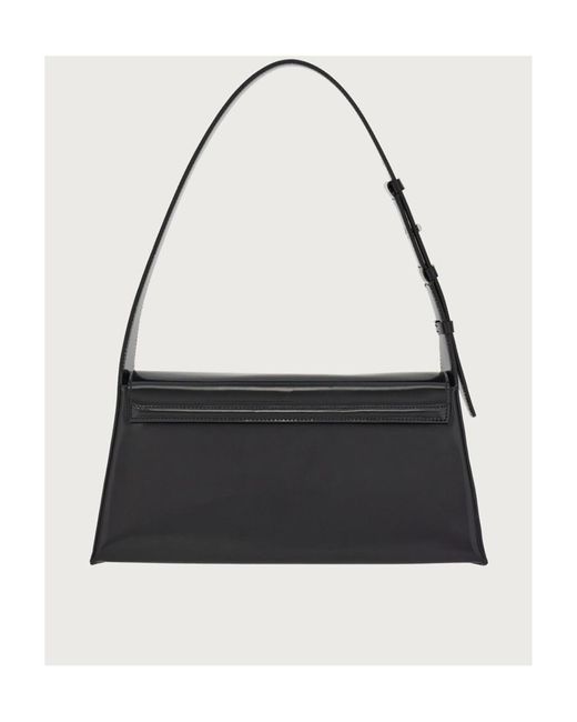 Ferragamo Black Ferragamo Geometric Logo Engraved Shoulder Bag