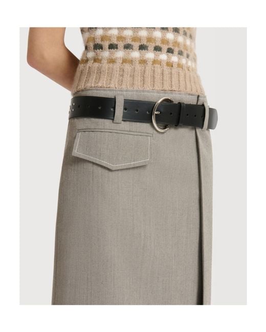 Marni Gray Wool Midi Skirt With Pocket