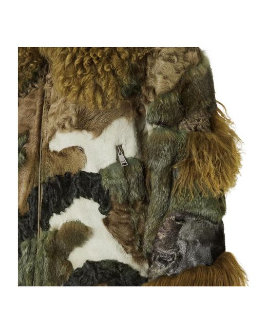 Fendi Green Patchwork Shearling Blouson