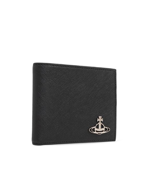 Vivienne Westwood Black Orb Plaque Bifold Wallet for men