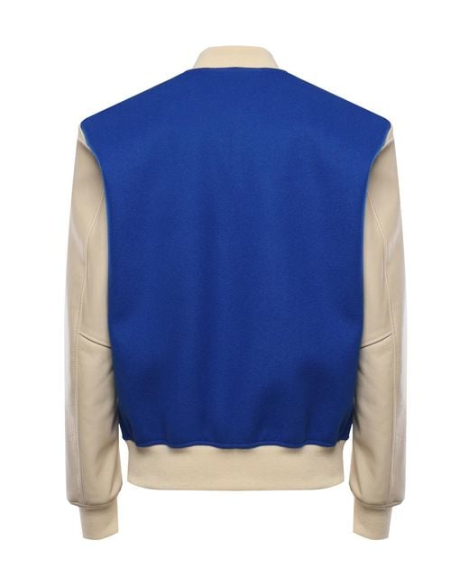 Giuliano Galiano Blue Varsity Bomber Jacket for men