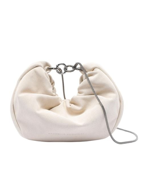 Brunello Cucinelli Natural Brioche Precious Chain Hobo Bag