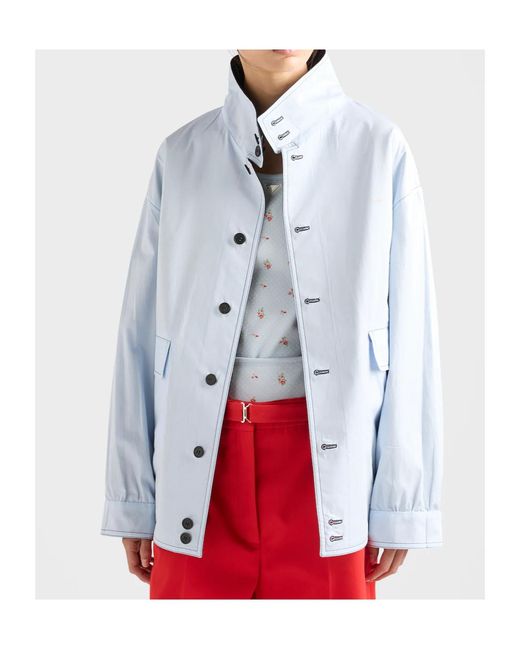 Prada Blue Kid Mohair And Poplin Jacket