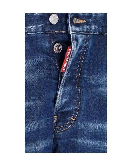 DSquared² Blue Distressed Straight-Leg Jeans for men