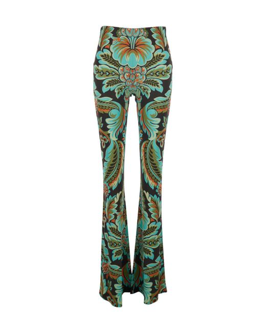 Etro Green Printed Jersey Pants