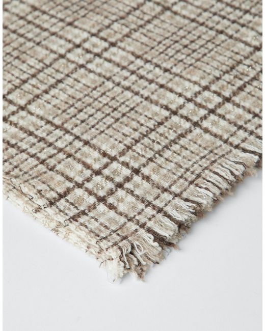 Brunello Cucinelli Natural Check-Pattern Frayed Scarf