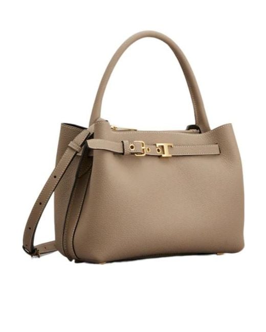 Tod's Natural T-Plaque Belt Detail Tote Bag