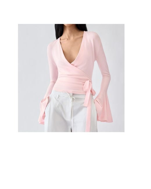 Jacquemus Pink The Paysan Long-Sleeve Knit Wrap Top