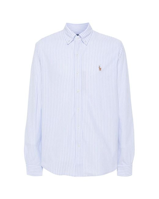 Polo Ralph Lauren White Polo Pony-Embroidered Striped Shirt for men