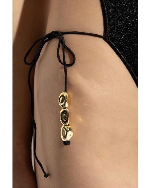 Oseree Black Glitter-Detailing Swimsuit