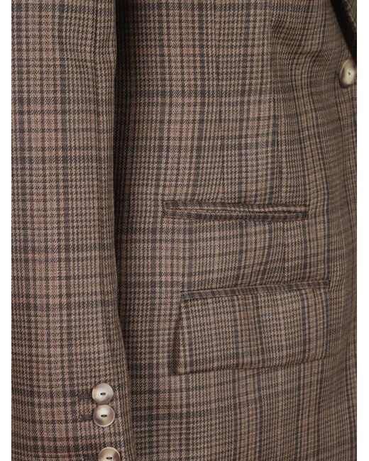 Dondup Brown V-Neck Checked Jacket