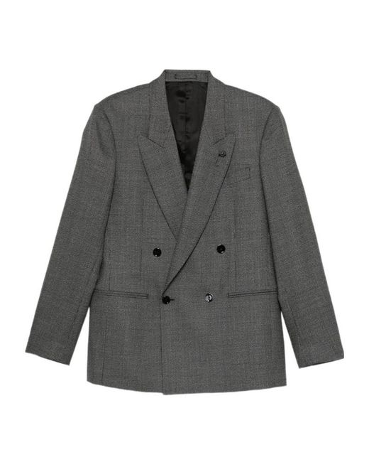 Lardini Gray Double-Breasted Blazer for men