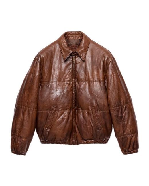 Prada Brown Nappa Leather Jacket for men