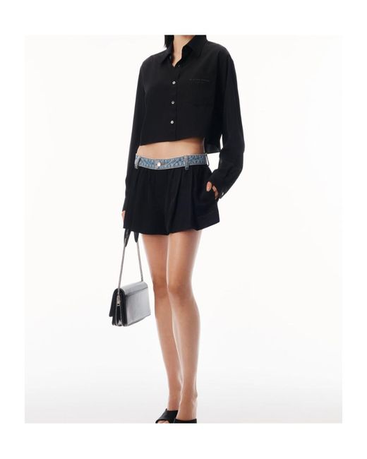 Alexander Wang Blue Cropped Button-Down Shirt