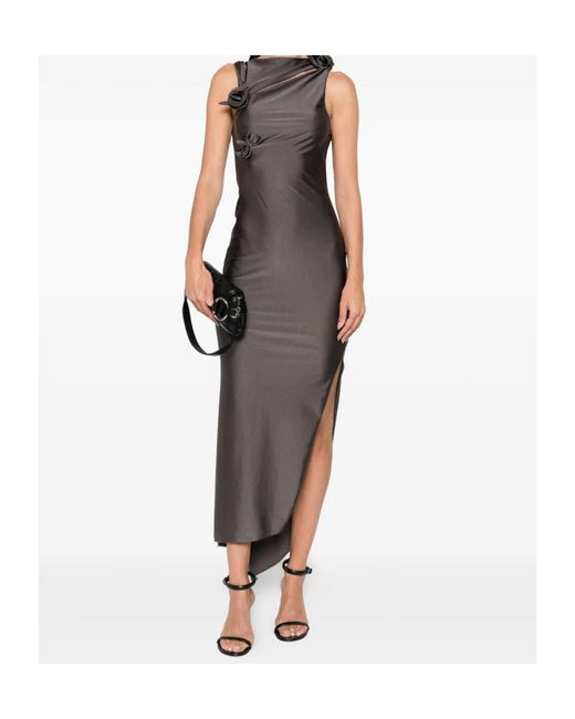 Coperni Purple Flower-Appliqué Midi Dress