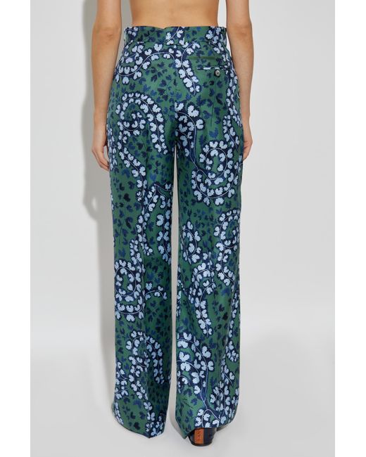 Lanvin Blue Satin Pleated Trousers