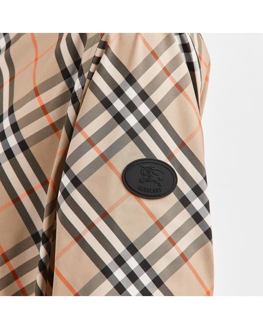 Burberry White Diagonal Check Hooded Mid-Length Coat