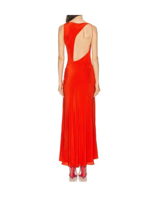 Staud Red Hollow-Out Dress