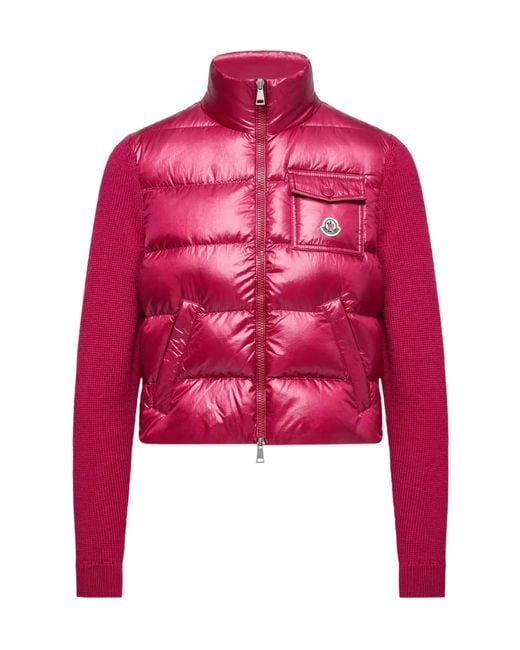 Moncler Red Padded Zip-Up Cardigan
