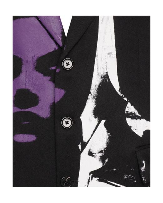 Raf Simons Black Lapel Printed Suit Jacket for men