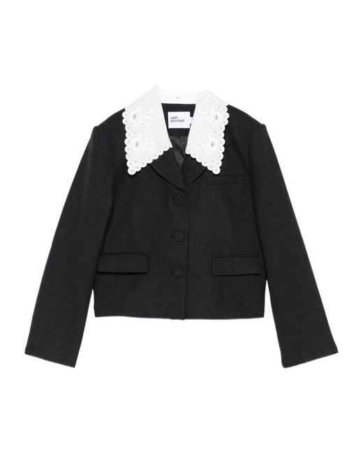 Self-Portrait Black Collared Jacket