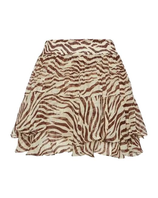 Mc2 Saint Barth Natural Animalier Printed Eivissa Ruffled Mini Skirt