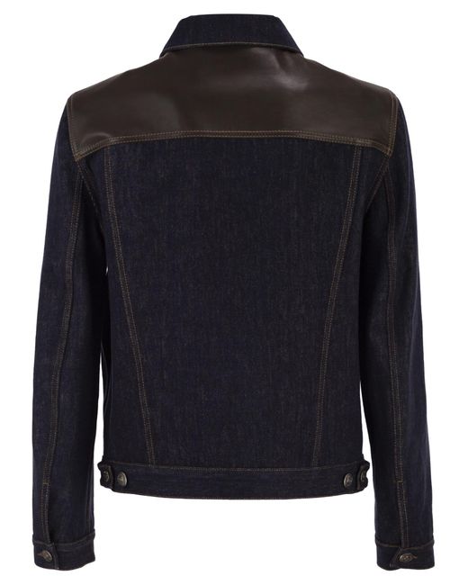 Brunello Cucinelli Blue Paneled No-Fade Denim Four-Pocket Jacket for men