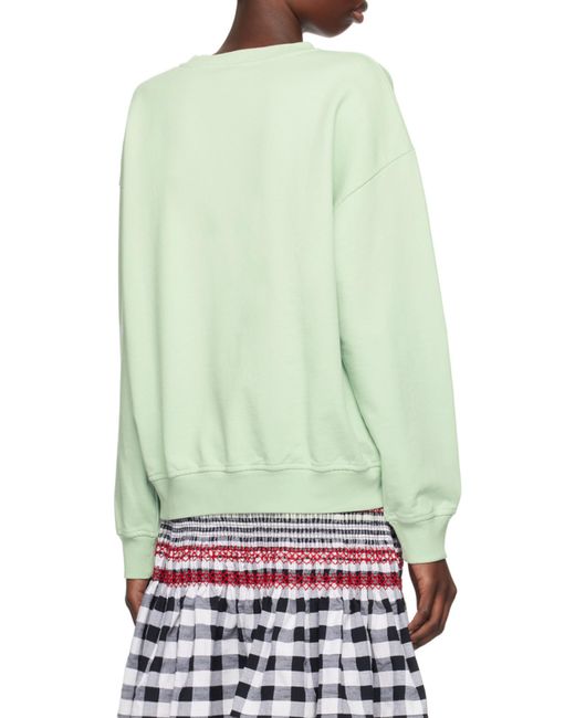 Ganni Green Logo Printed Crewneck Sweatshirt