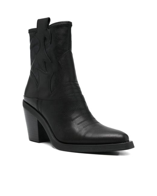 Ash Black Round-Toed Ankle Boots