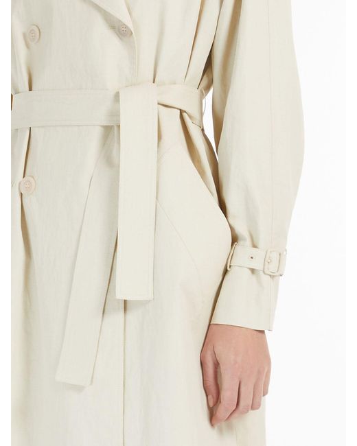 Max Mara White Ronco Belted Button-Up Trench Coat