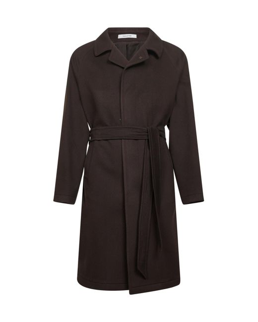 Tagliatore Black Belted Wool-Cashmere Coat for men