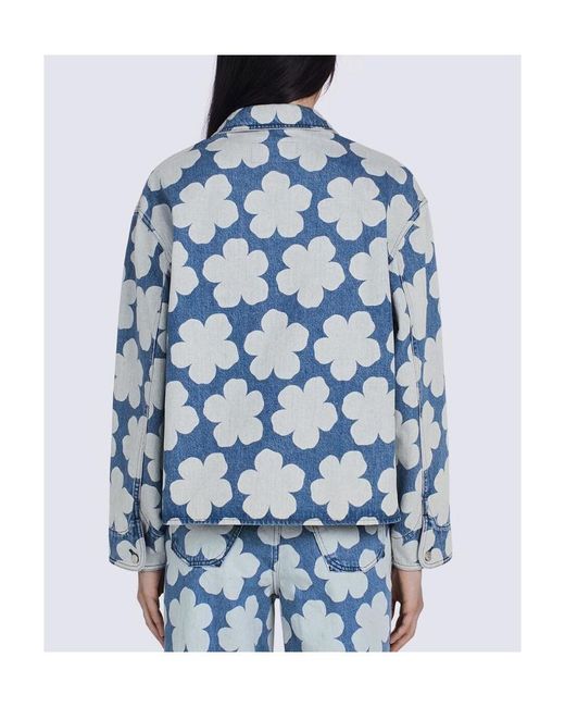 KENZO Blue 'Hana Dots' Denim Polo Shirt