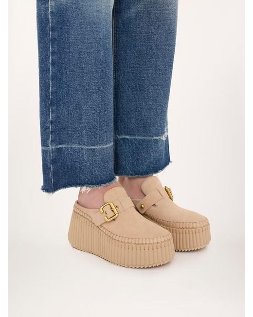 Chloé Natural Chloé Nama Platform Clogs
