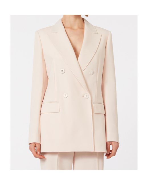 Max Mara Natural Studio Double-Breasted Peak-Lapel Blazer