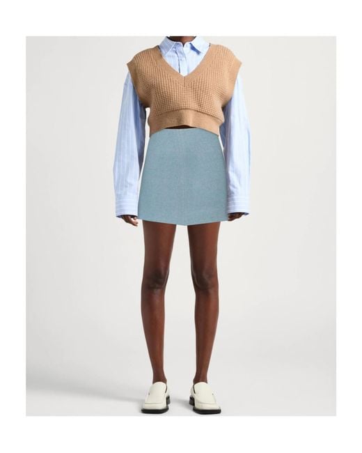 Ganni Blue Flare Skirt