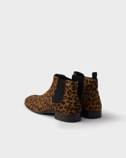 Prada Brown Printed Leather Booties