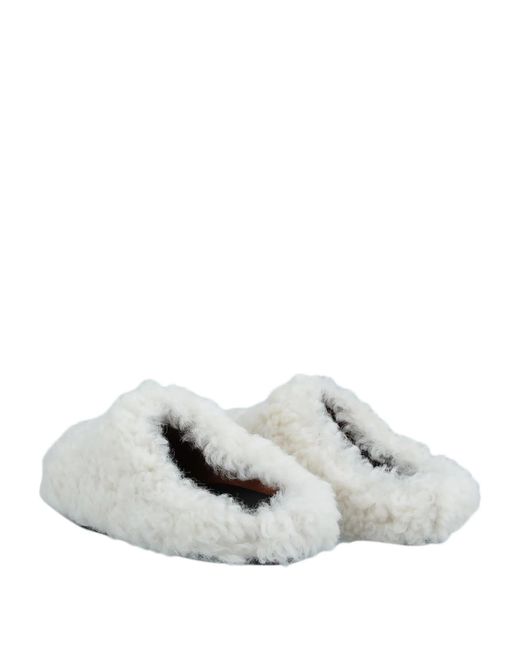 Marni White Solid Color Round-Toe Leather Shoes