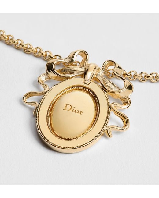 Dior Metallic Oval Pendant Necklace