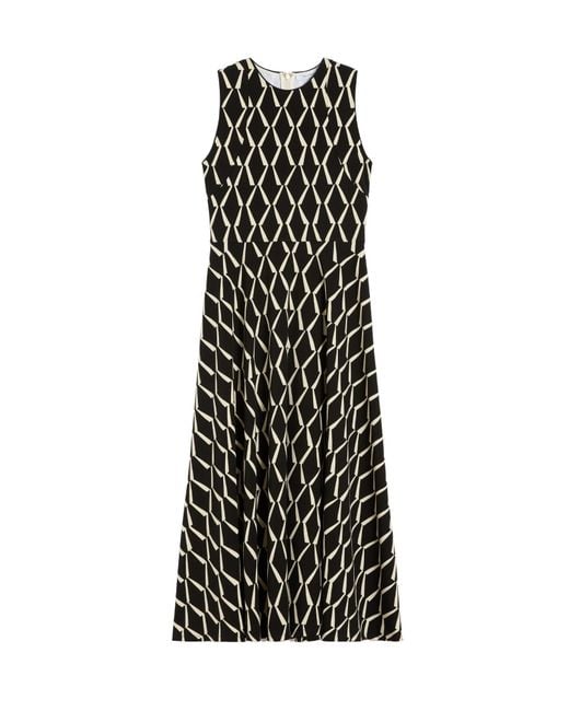 Max Mara Black Graphic Print Sleeveless Dress
