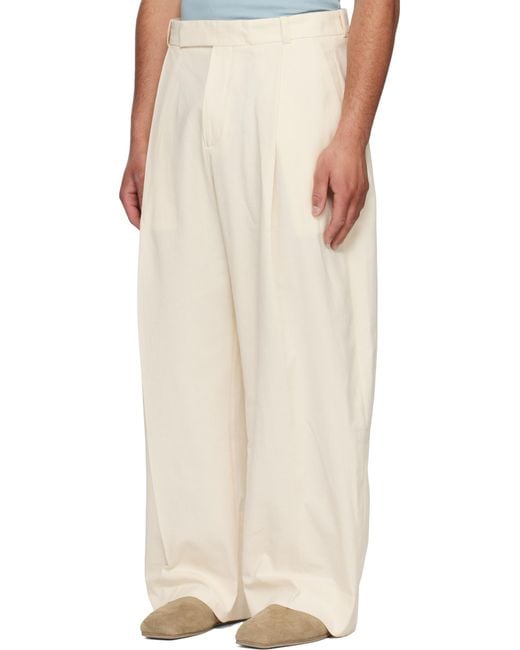 Studio Nicholson White Curved Leg Pants for men