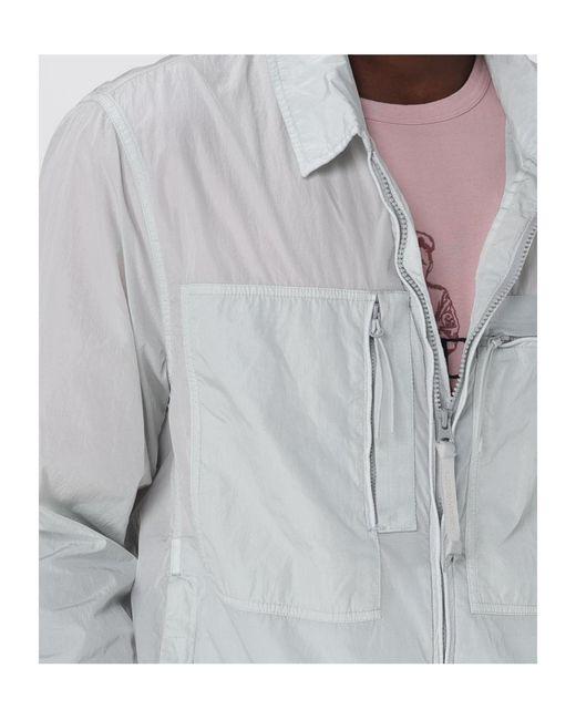 C P Company Gray Zipped Bomber Jacket for men