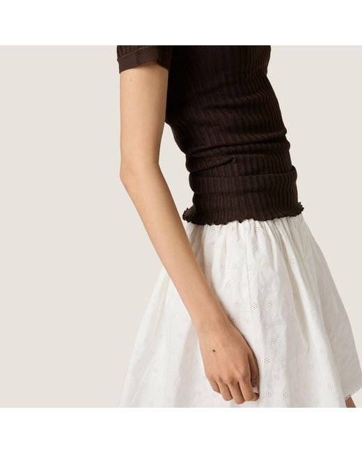 Miu Miu Black Silk Knit Polo Shirt