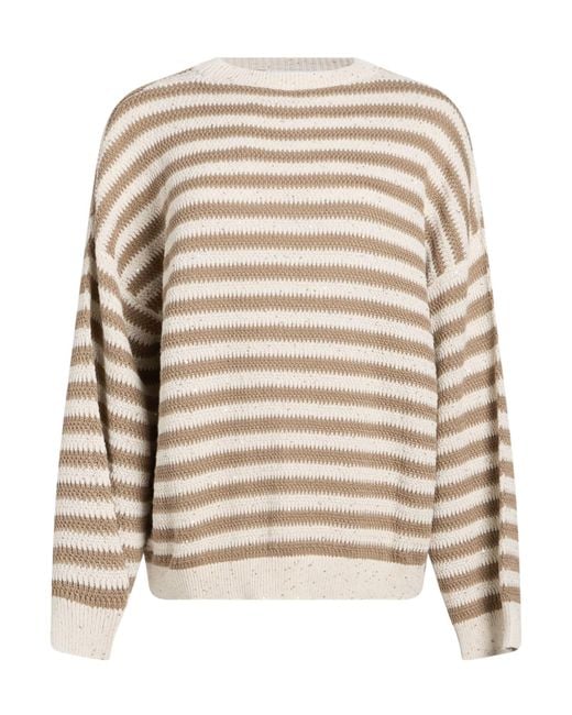 Brunello Cucinelli White Striped Knit Sweater
