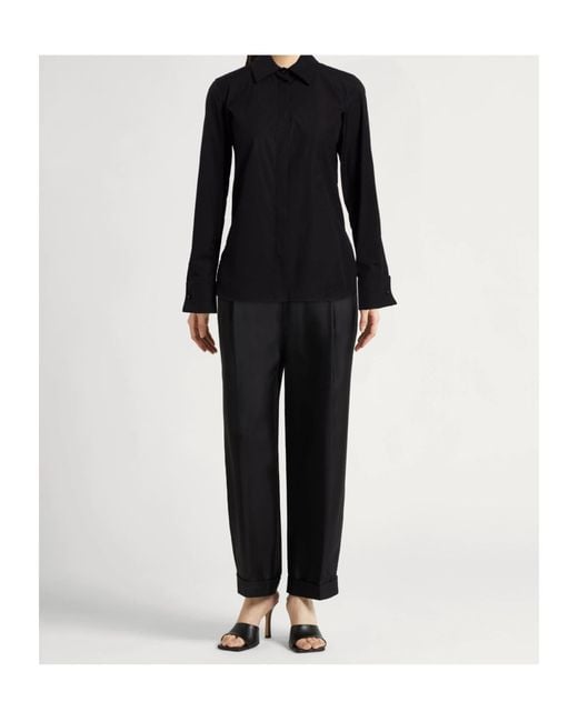 Max Mara Black Solid Colour Shirts Blouses