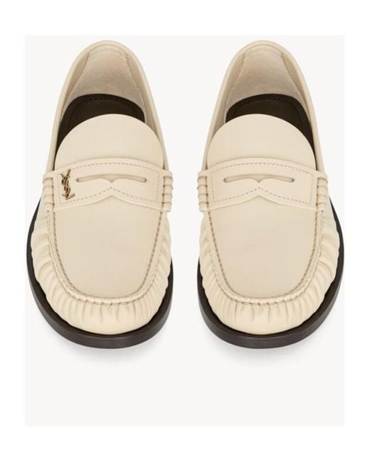 Saint Laurent Cassandre Mocassins Loafer in Natural | Lyst